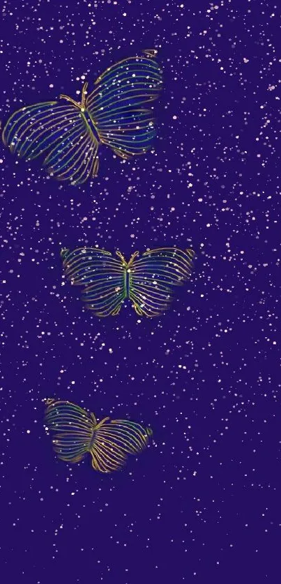 Artistic colorful butterflies on blue background.