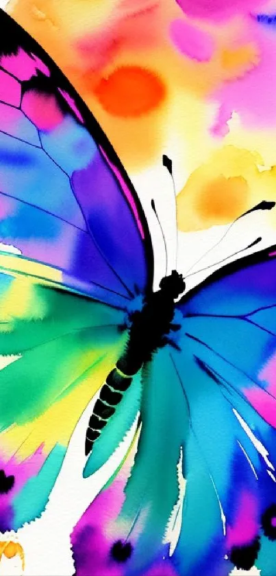Colorful watercolor butterfly art wallpaper with vibrant hues.
