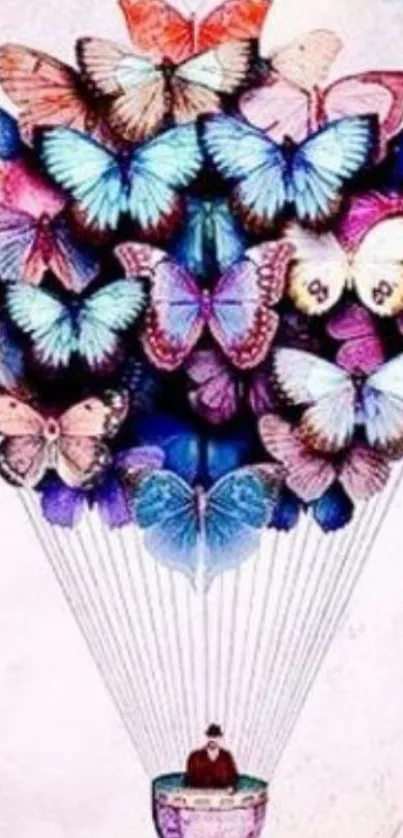 Artistic butterfly balloon mobile wallpaper with vivid colors.