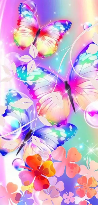 Colorful butterfly wallpaper with pastels and whimsical design