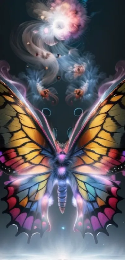 Colorful fantasy butterfly art wallpaper with vibrant hues.