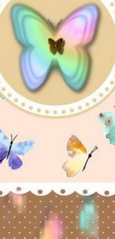 Vibrant pastel butterfly wallpaper design.