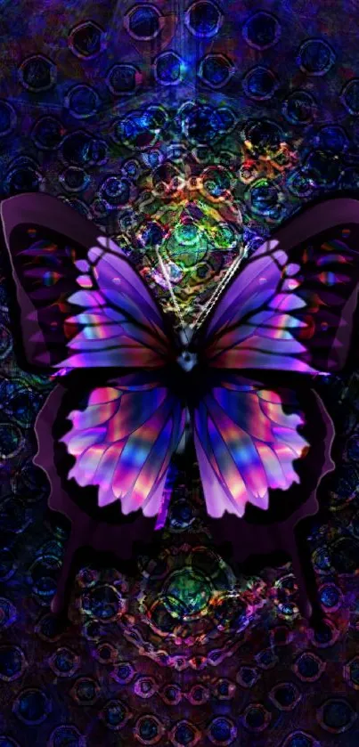 Colorful butterfly on a vibrant purple background for phones.