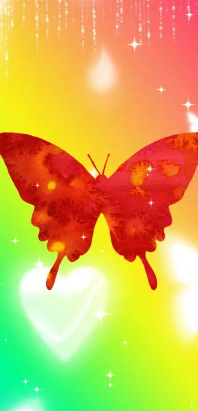 Vibrant butterfly wallpaper with a colorful gradient background.