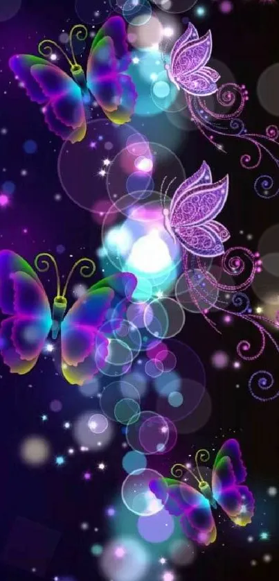 Vivid butterfly mobile wallpaper with colorful design.