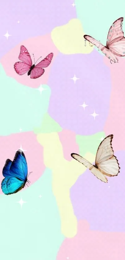 Colorful pastel butterfly art wallpaper for mobile screens.