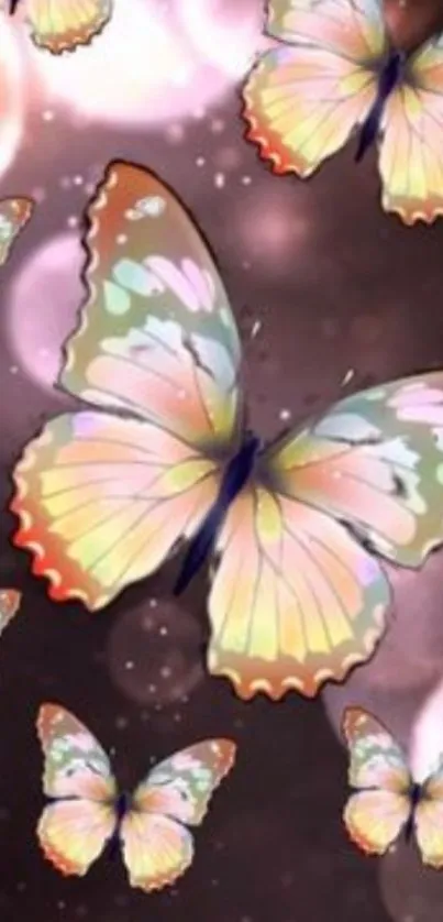 Vibrant butterflies on a dreamy background wallpaper.