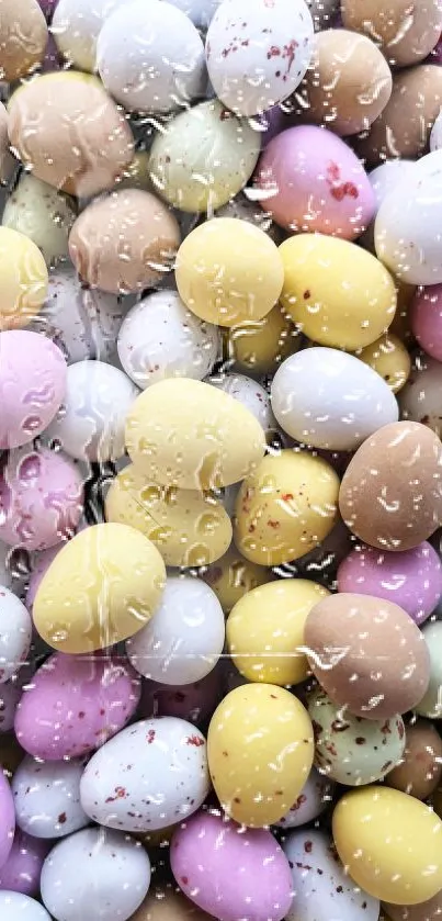 Colorful candy egg wallpaper with pastel hues.