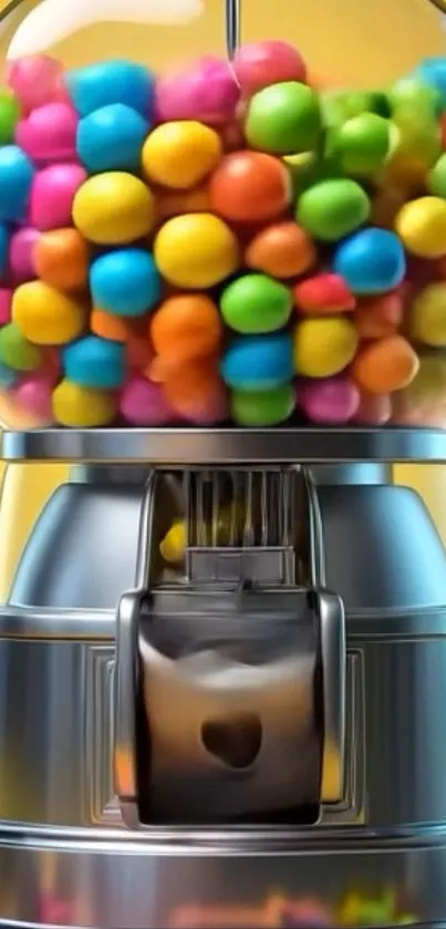 Colorful gumball machine with candies
