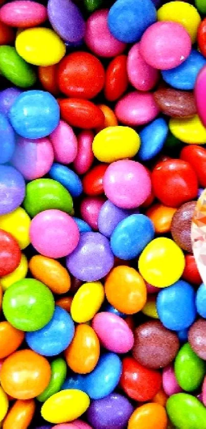 Colorful candy and hearts wallpaper design.