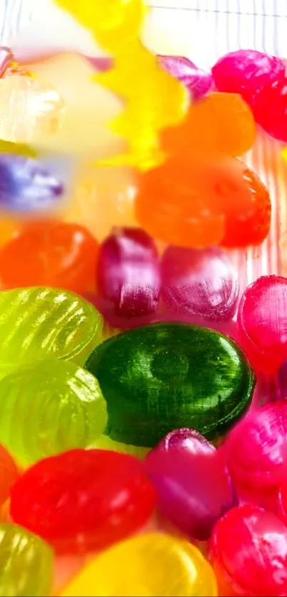 Vibrant assortment of colorful candies for phone wallpaper.