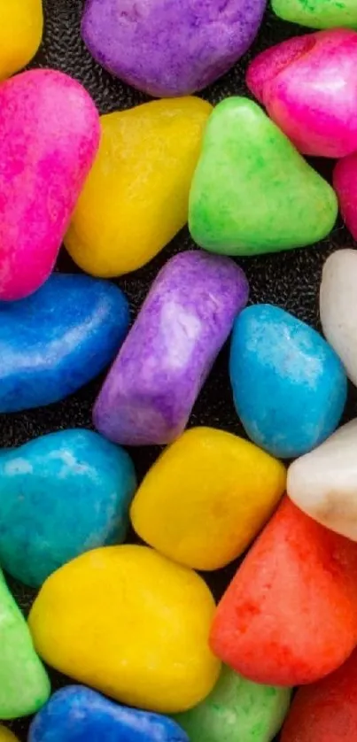 Vibrant candy pebbles in various colors.