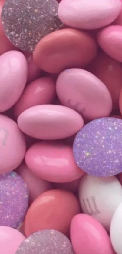 A vibrant pink and purple candy-themed wallpaper.