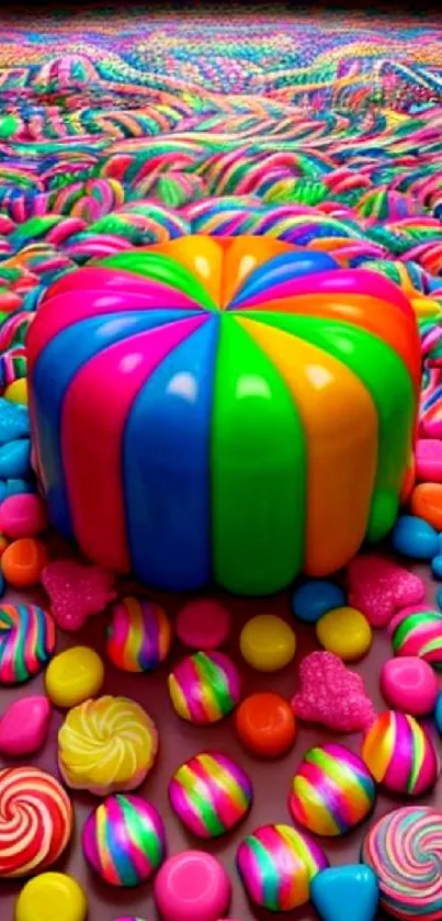 Colorful candy display with vibrant hues.