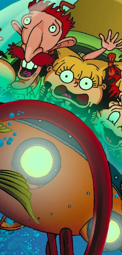 Vibrant cartoon characters in an underwater adventure scene.