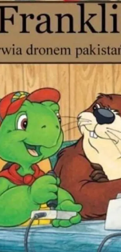 Franklin the turtle with otter cartoon wallpaper.