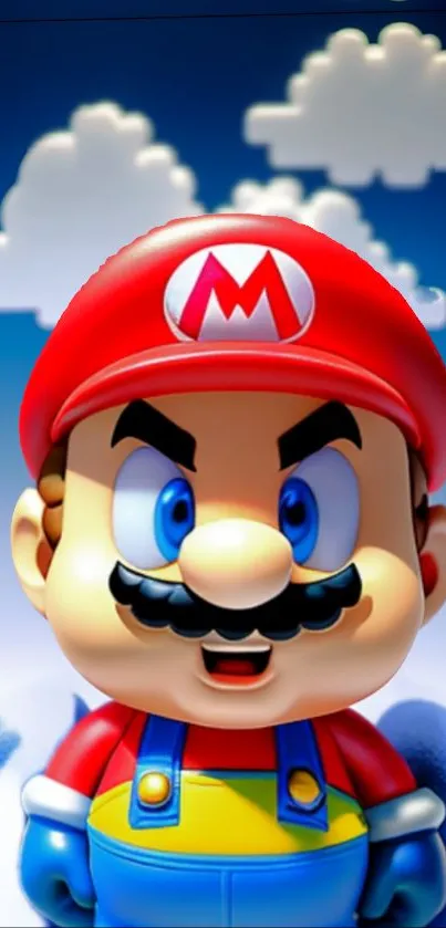 Colorful cartoon character with a red hat and vibrant background.
