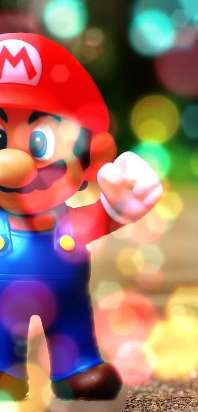 Cartoon character with bokeh background in colorful mobile wallpaper.