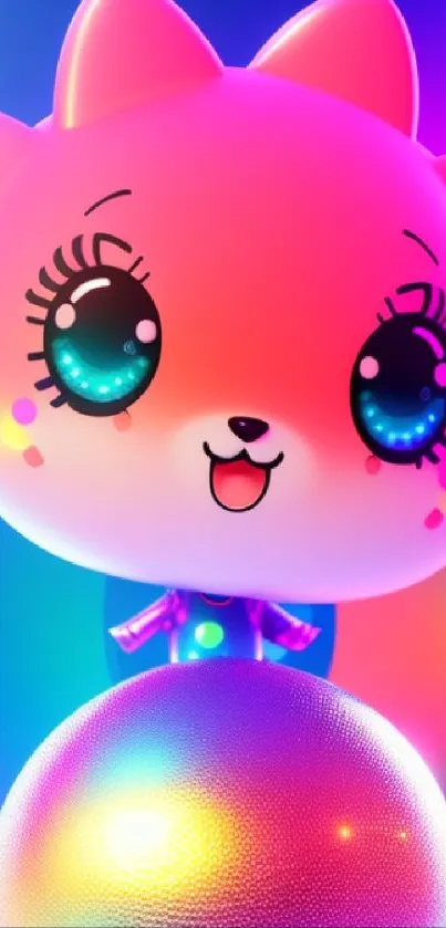 Vibrant and colorful cartoon character with neon pink tones on a mobile wallpaper.