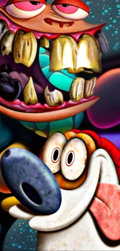 A colorful cartoon wallpaper featuring lively characters.