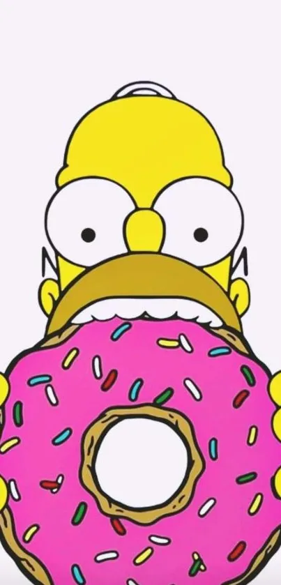 Cartoon character with pink donut mobile wallpaper.