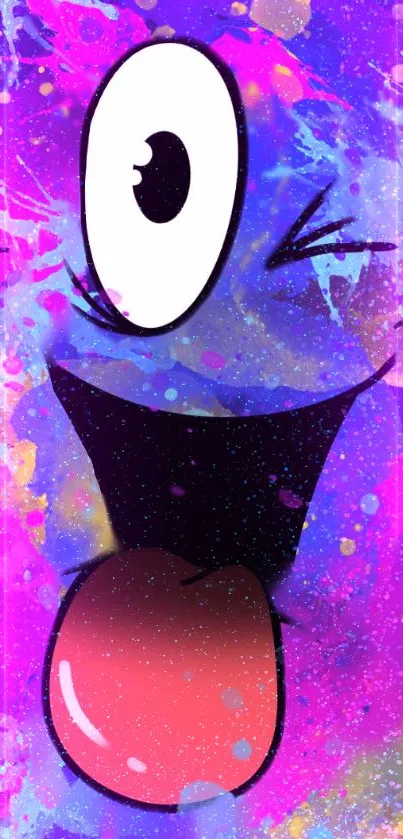 Colorful cartoon face with vibrant hues and lively splash design.