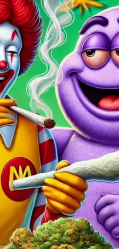 Colorful cartoon characters in a fantasy scene