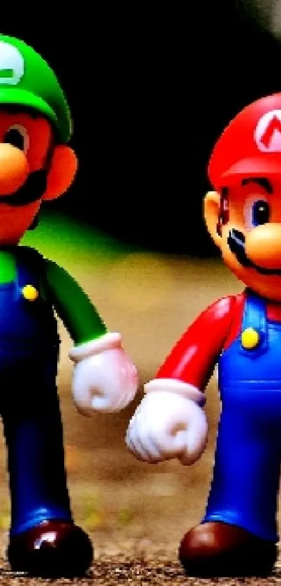 Colorful cartoon figurine characters on a vivid and textured background.