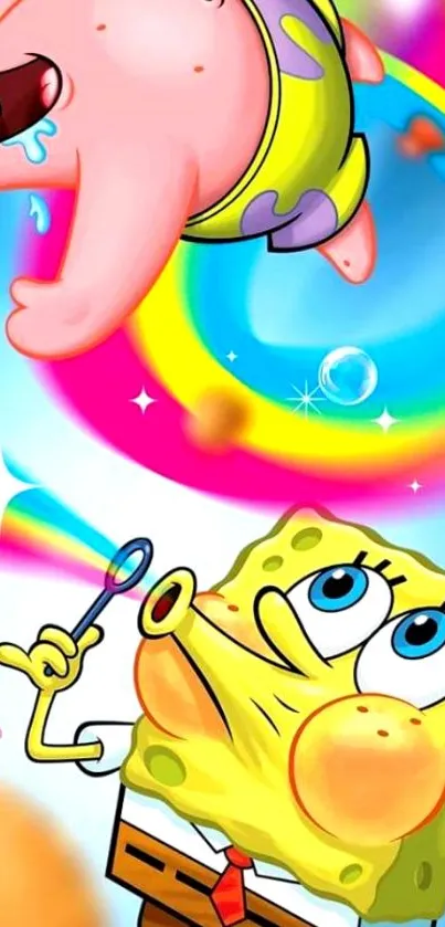 Cartoon characters in a colorful, playful mobile wallpaper.