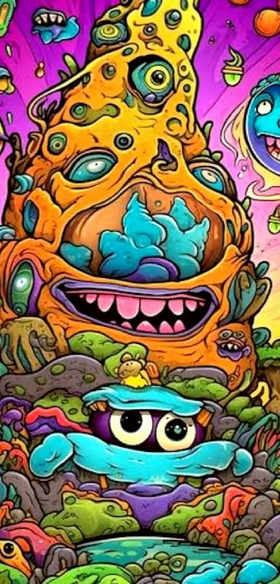 Vibrant cartoon monster art with vibrant colors and whimsical elements.