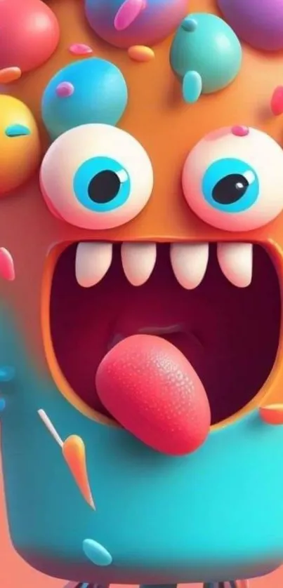 Cartoon monster with vibrant colors and a fun smile.