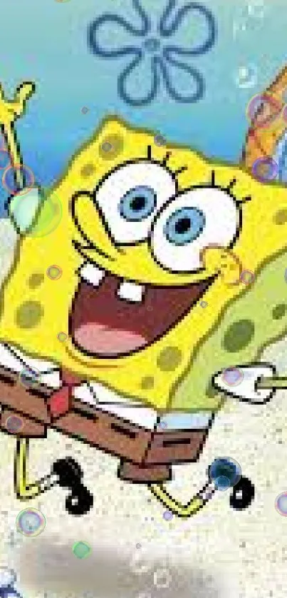 Cheerful cartoon character in a vibrant underwater setting with a pineapple house.