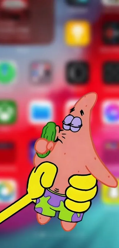 Colorful cartoon character phone wallpaper.