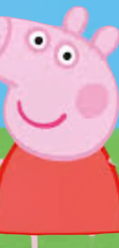 Bright cartoon pig character in colorful background.