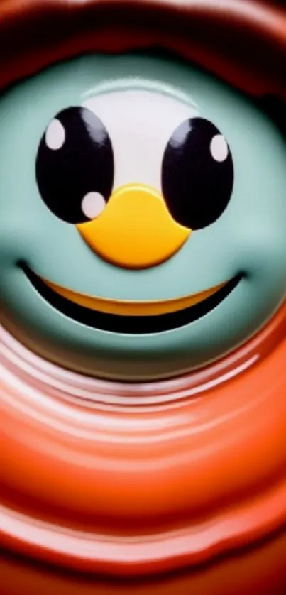 Vibrant cartoon smiley with red background for mobile wallpaper.