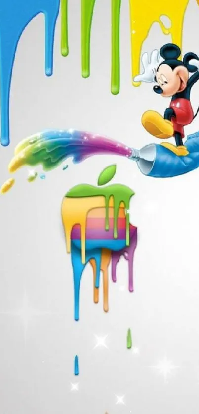 Colorful cartoon wallpaper with paint drips.