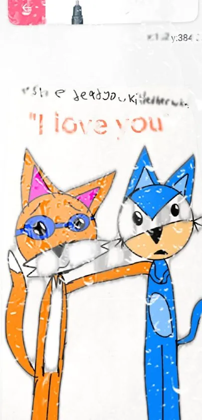 Cartoon cat and dog with 'I love you' text.