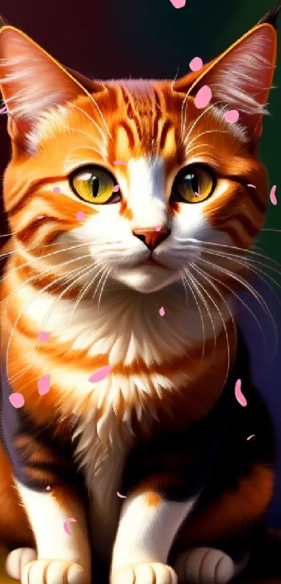 Orange and white cat with bright background, perfect for mobile wallpaper.