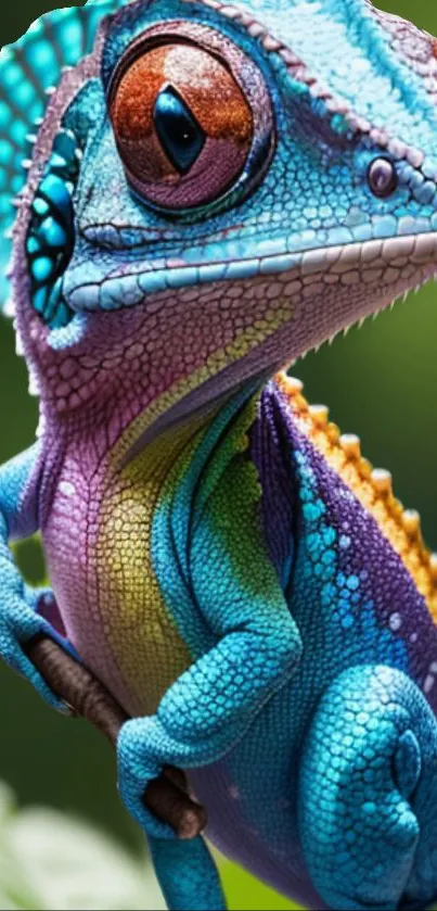 Colorful artistic chameleon wallpaper for mobile screens.