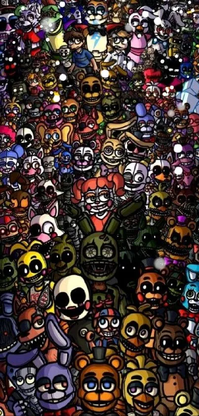 Colorful wallpaper with diverse characters collage.