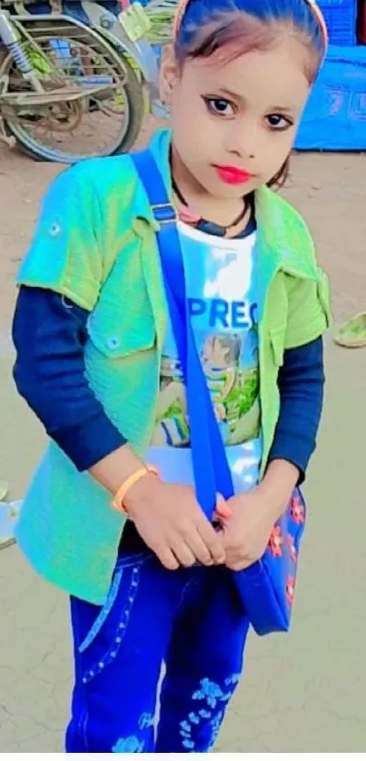 A colorful child portrait mobile wallpaper.