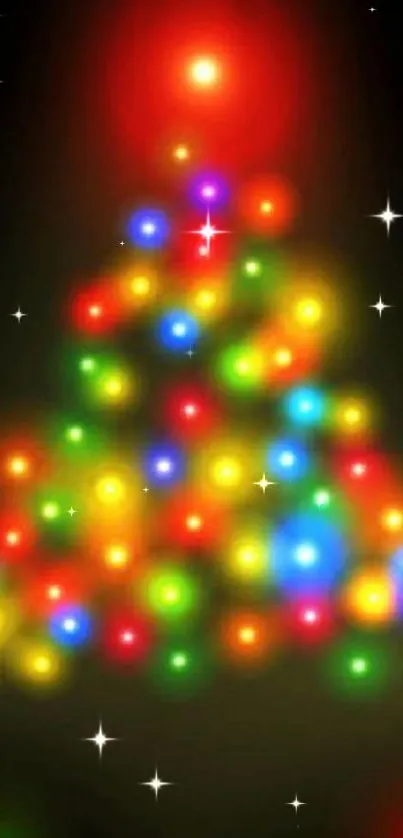 Colorful Christmas tree lights on a dark background.