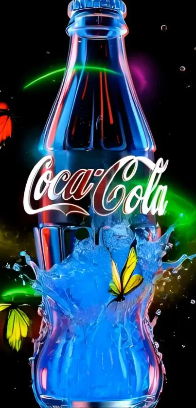 Colorful Coca-Cola bottle with butterflies