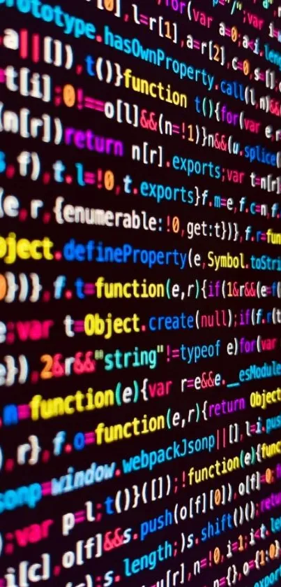 Colorful programming code on a dark background for mobile wallpaper.