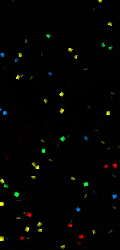 Colorful confetti on black mobile wallpaper.