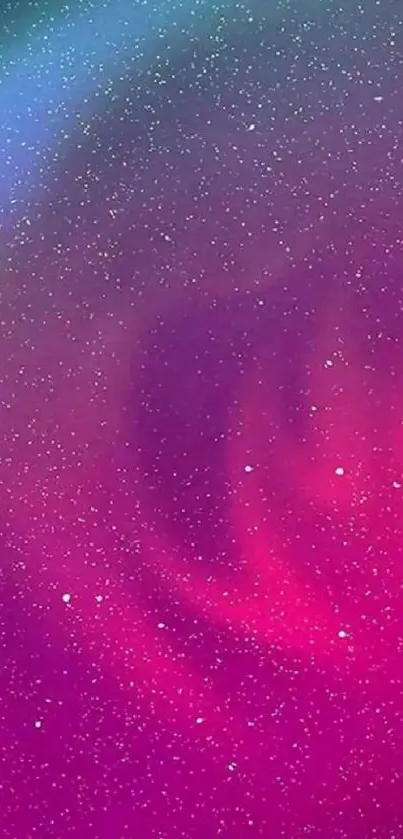 Colorful cosmic aurora wallpaper with pink and blue hues.