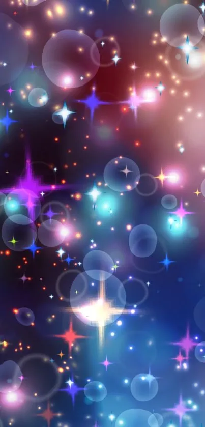 Colorful abstract cosmic bubble wallpaper with vibrant lights.