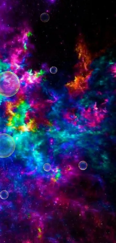 Vibrant cosmic nebula wallpaper with colorful hues of blue, pink, and purple.