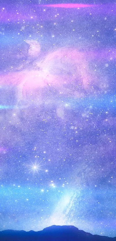 Vibrant cosmic sky wallpaper with stars and colorful celestial elements.