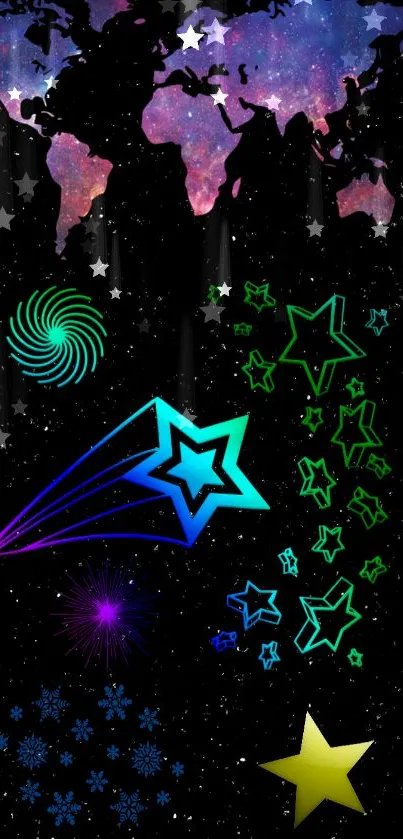 Vibrant cosmic star wallpaper with colorful celestial elements.